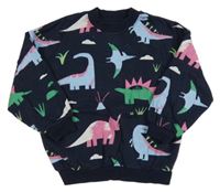 Tmavomodrá oversize mikina s dinosaury George