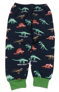 Tmavomodro-zelené pyžamové kalhoty s dinosaury