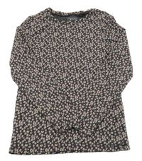 Tmavohnědo-starorůžové vzorované žebrované triko Next