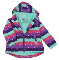 Pruhovaná šusťáková jarní bunda se srdíčky a kapucí Topolino