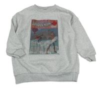 Světlešedá melírovaná oversize mikina se Spider-many MARVEL