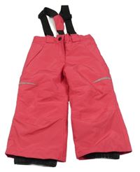 Tmavorůžovo-černé šusťákové zimní oteplovačky s kšandami lupilu