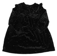 Černé třpytivé sametové šaty s volánky St. Bernard