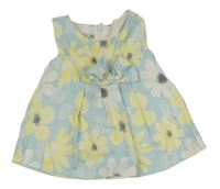 Světlemodrá šatová tunika s květy a lístečky a mašlí Visara