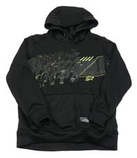 Černá thermo mikina s nápisy a kapsou a kapucí Chapter young