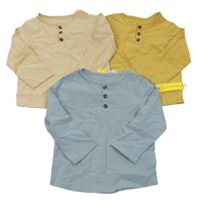 Nové - 3x - Polokošile - Modrošedá, béžová, okrová SHEIN