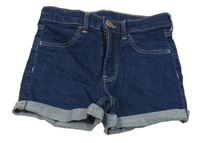 Tmavomodré teplákové riflové kraťasy H&M