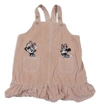 Pudrové manšestrové laclové šaty s Minnie Disney