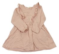 Světlepudrové mačkané šaty s volánky H&M
