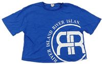 Safírové crop tričko s logem River Island