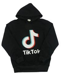 Černá mikina s logem TikTok a kapucí
