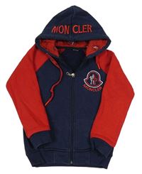 Tmavomodro-červená propínací mikina s kapucí Moncler
