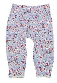 Bílo-světlemodré květované legíny Matalan