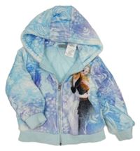 Světlemodro-lila chlupatá zateplená bunda s Frozen a kaupcí zn. Disney