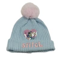 Světlemodrá pletená čepice se Stitchem a bambulí Primark