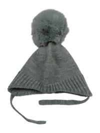 Šedá melírovaná čepice s bambulí Matalan