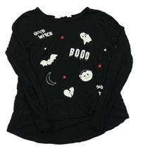 Černé triko s duchem a netopýrem H&M