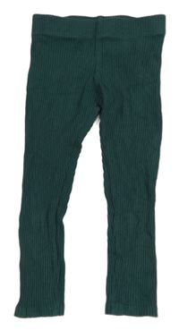 Tmavozelené žebrované legíny H&M