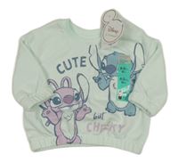 Nové - Mátová mikina se Stitchem a Angel Primark