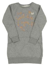 Šedé melírované teplákové šaty s nápisem Cool Club