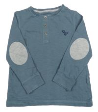 Modrošedé triko s výšivkou Tu