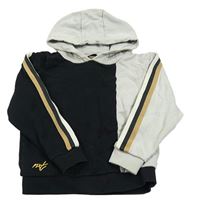 Černo-šedá mikina s pruhy na rukávech a kapucí Next