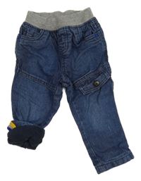 Modré podšité rifle s úpletovým pasem a kapsou C&A