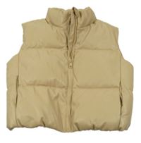 Hnědá koženková zateplená crop vesta Primark