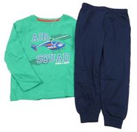 Zeleno-tmavomodré pyžamo s vrtulníkem Primark