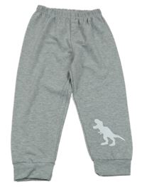 Šedé melírované tepláky s dinosaurem