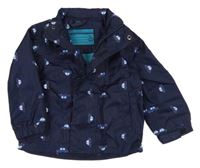Tmavomodrá šusťáková jarní bunda s auty Pocopiano