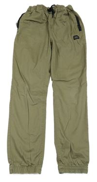 Khaki plátěné cuff kalhoty s nášivkou Name it