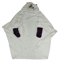 Bílá chlupatá zavinovací deka s kapucí - jednorožec