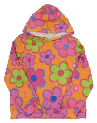 Oranžová květovaná mikina s kapucí Shein