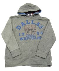 Šedá melírovaná mikina s nápisem a kapucí Dopodopo