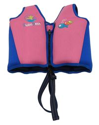 Růžovo-safírová plovací vesta s rybami