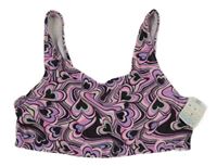 Nové - Růžovo-černo-lila plavková lambáda se srdíčky Primark