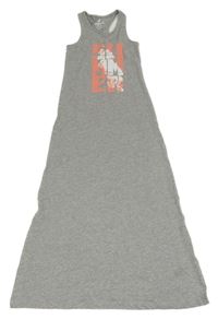 Šedé melírované bavlněné maxi šaty s nápisem Pepperts