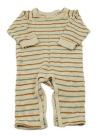 Béžovo-khaki-hnědý pruhovaný pletený overal Name it