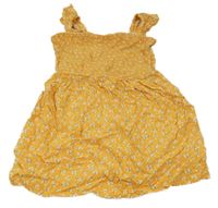 Hořčicové květované lehké šaty Primark