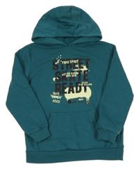 Tmavozelená mikina s nápisem a kapucí Primark