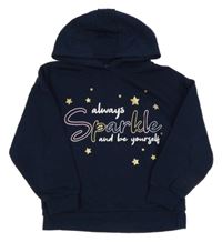 Tmavomodrá mikina s nápisem s hvězdami a kapucí Primark