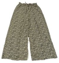 Béžovo-černé lehké široké kalhoty s leopardím vzorem Primark