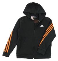 Černá propínací mikina s logem a kapucí Adidas