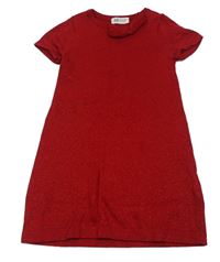 Červené třpytivé pletené šaty s mašlí H&M