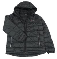 Černá šusťáková prošívaná zimní bunda s logem a kapucí berghaus 