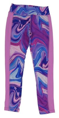 Fialovo-modro-růžové vzorované sportovní legíny dunnes