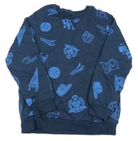 Tmavomodrá mikina s obrázky Primark