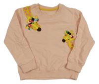 Světlerůžová mikina s žirafami 