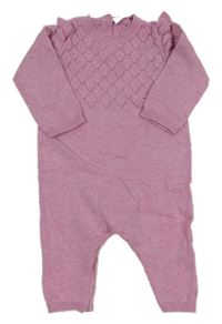 Růžový pletený vzorovaný overal s volánky Next